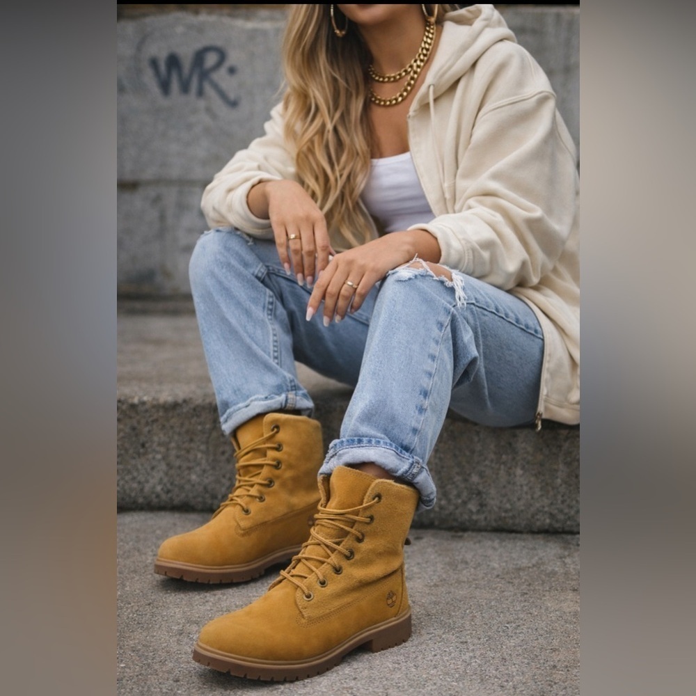 Timberland Tan Winter Boots - Convertible Fleece Collar - Size 7